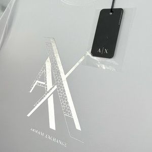 Men’s NWT Snow White Armani Tee Shirt, Size Large with shiny silver foiled logo!